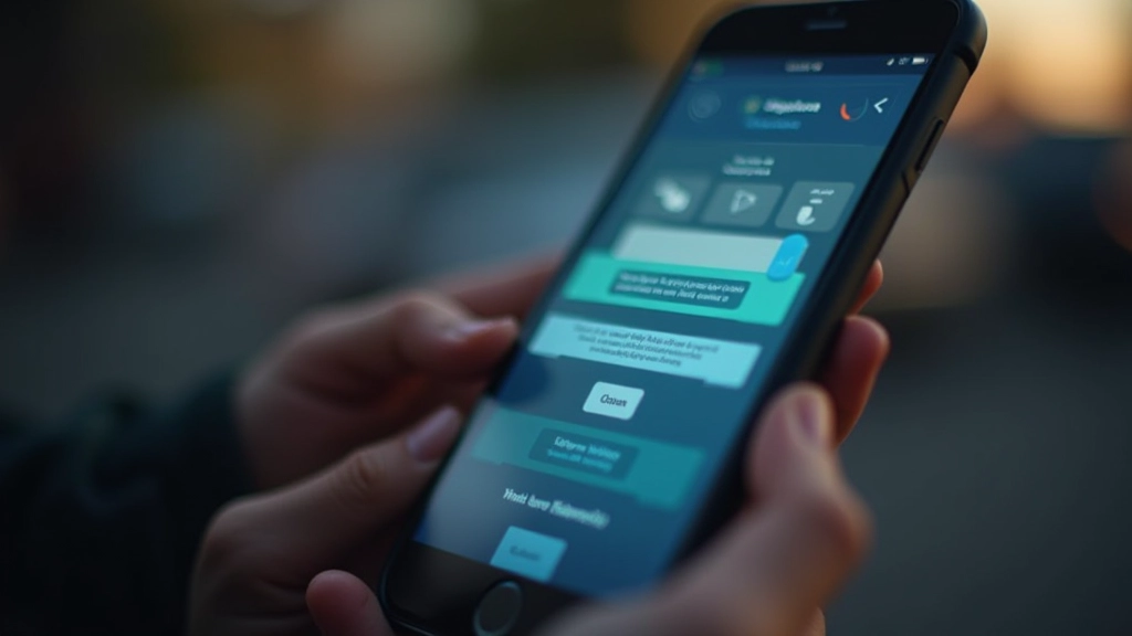 Close-up of mobile interface showing button hover states and animated transitions with visual feedback
