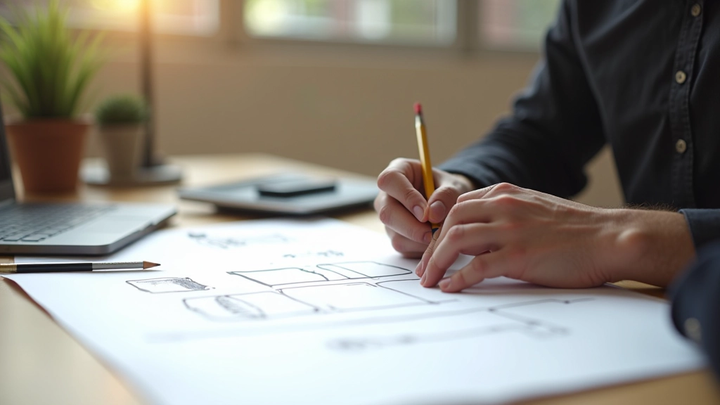Designer sketching animation storyboards with timing notes and keyframe positions marked on paper